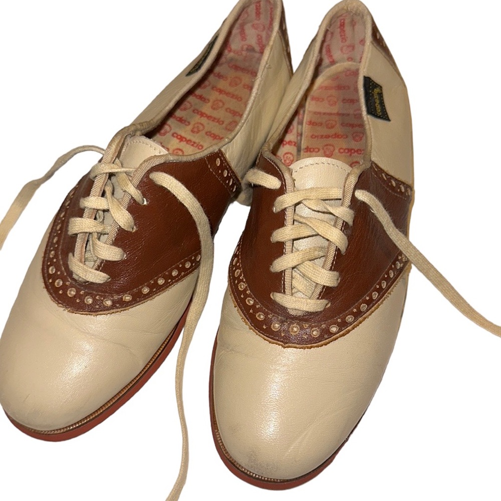 Capezio Saddle Shoes 1970s Brown White Leather Sz 6